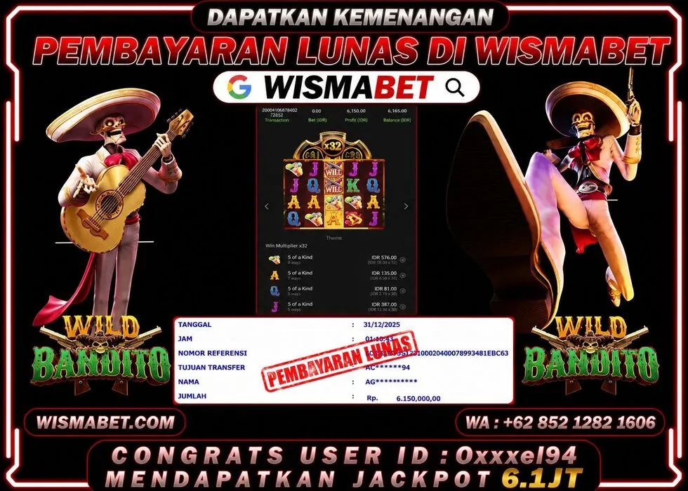 Wismabet - BUKTI KEMENANGAN Wild Bandito Rp6,200,000,- LUNAS